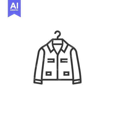 Line Art Illustration of a Jacket on a Hanger