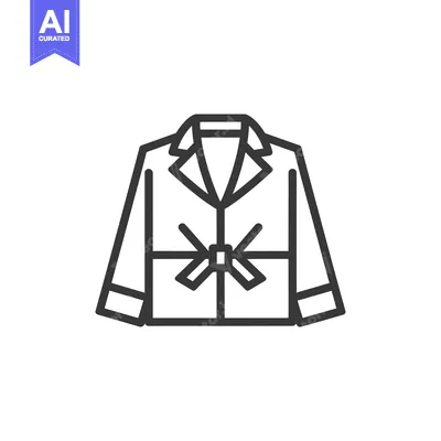Aset desain premium: Line art illustration of a jacket with a bow tie