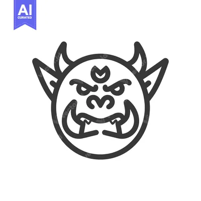 Popular premium asset: Line Art Illustration of a Japanese Oni Demon Face