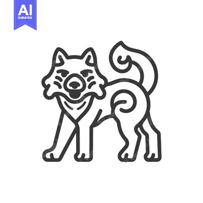 Line Art Illustration of a Japanese Shiba Inu Dog