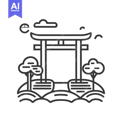 Aset premium populer: Line Art Illustration of a Japanese Torii Gate