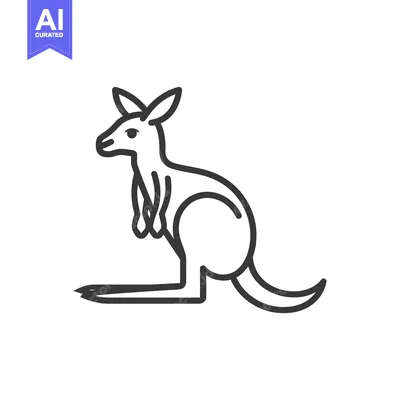 Aset desain premium: Line art illustration of a kangaroo in a sitting position