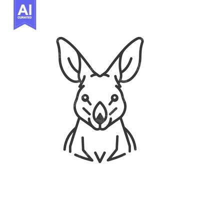 Aset desain premium: Line Art Illustration of a Kangaroo's Head