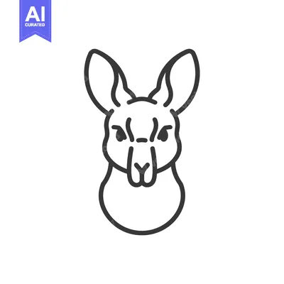 Premium design asset: Line Art Illustration of a Kangaroo's Head