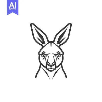 Premium design asset: Line Art Illustration of a Kangaroo's Head