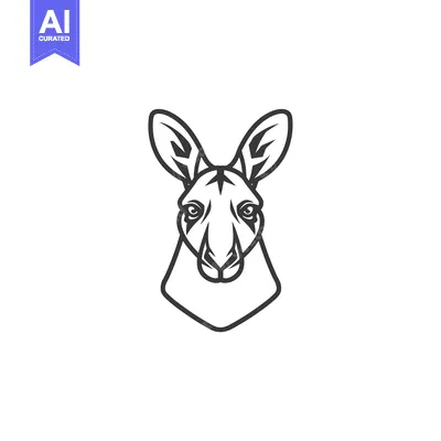 Aset desain premium: Line Art Illustration of a Kangaroo's Head