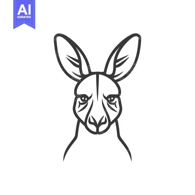 Aset desain premium: Line Art Illustration of a Kangaroo's Head
