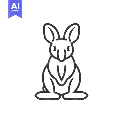 Aset premium populer: Line art illustration of a kangaroo sitting upright