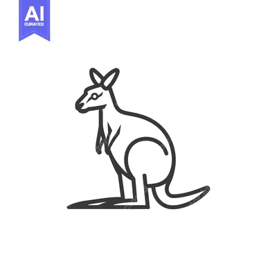Premium design asset: Line art illustration of a kangaroo standing upright