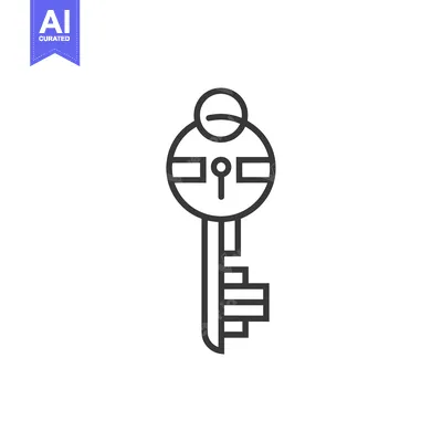 Aset premium populer: Line art illustration of a key with a circular head