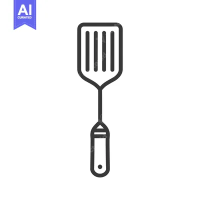 Line Art Illustration of a Kitchen Spatula