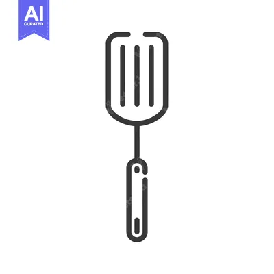 Line Art Illustration of a Kitchen Spatula