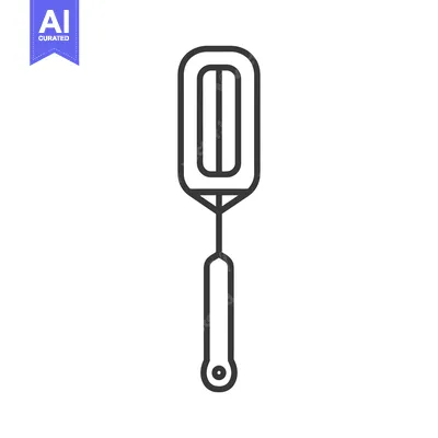 Line Art Illustration of a Kitchen Spatula
