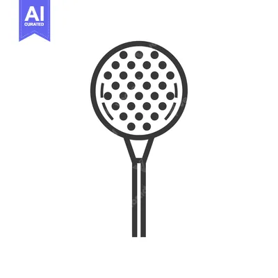 Aset desain premium: Line art illustration of a kitchen utensil with a round head and holes