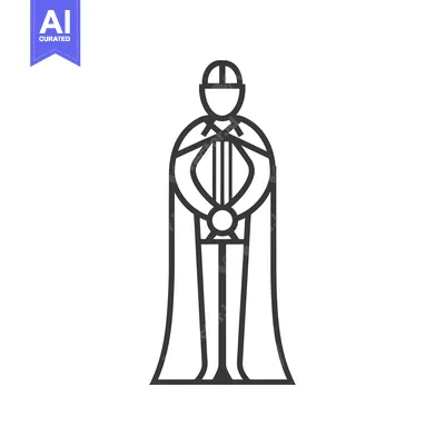 Aset premium populer: Line art illustration of a knight holding a sword