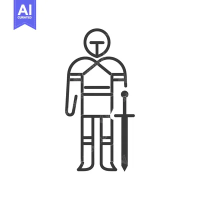 Popular premium asset: Line art illustration of a knight in armor holding a sword