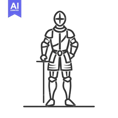 Popular premium asset: Line Art Illustration of a Knight in Full Armor