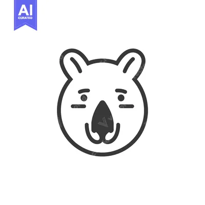 Aset desain premium: Line Art Illustration of a Koala's Face