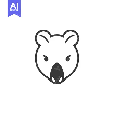 Aset desain premium: Line Art Illustration of a Koala's Face