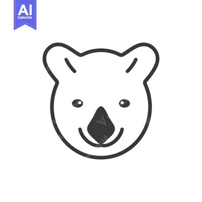 Premium design asset: Line Art Illustration of a Koala's Face