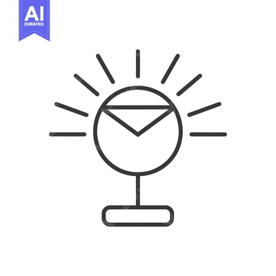 Aset desain premium: Line Art Illustration of a Lamp with Rays of Light