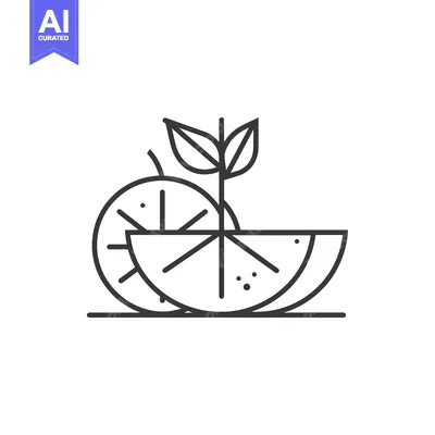 Premium design asset: Line Art Illustration of a Lemon with a Sprout Growing from It