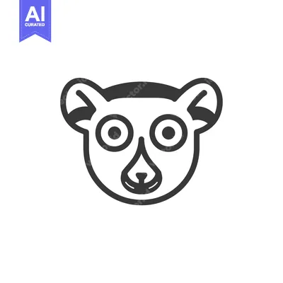 Aset desain premium: Line art illustration of a lemur's face