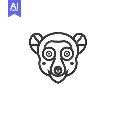 Premium design asset: Line Art Illustration of a Lemur's Face
