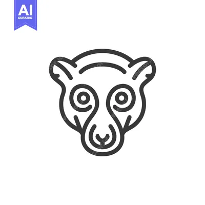 Aset premium populer: Line Art Illustration of a Lemur's Face