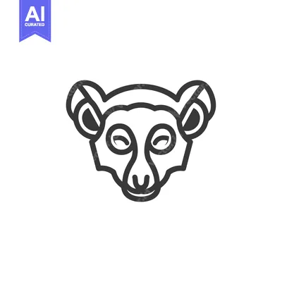Aset desain premium: Line art illustration of a lemur's head
