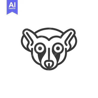Premium design asset: Line Art Illustration of a Lemur's Head