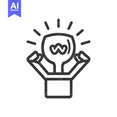 Aset premium populer: Line Art Illustration of a Light Bulb with a W Inside