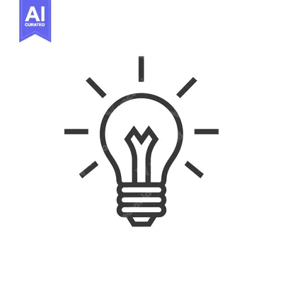Line Art Illustration of a Light Bulb with Rays