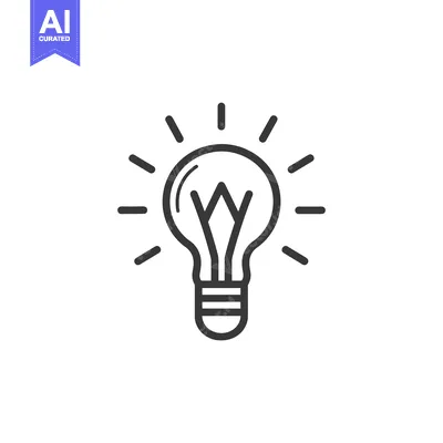 Aset desain premium: Line Art Illustration of a Lightbulb with Rays