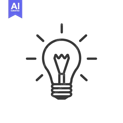 Aset desain premium: Line art illustration of a lightbulb with rays emanating from it