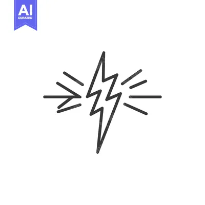 Aset desain premium: Line Art Illustration of a Lightning Bolt with Rays Emanating From It