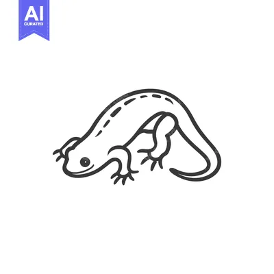 Aset desain premium: Line Art Illustration of a Lizard with a Long Tail