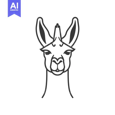 Aset premium populer: Line art illustration of a llama's head