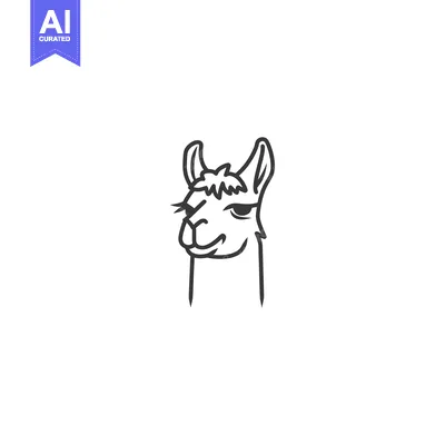 Aset premium populer: Line Art Illustration of a Llama's Head with a Winking Expression