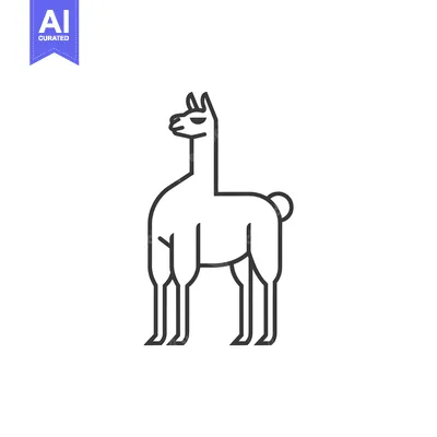 Premium design asset: Line Art Illustration of a Llama Standing