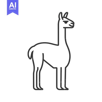 Premium design asset: Line Art Illustration of a Llama Standing in Profile