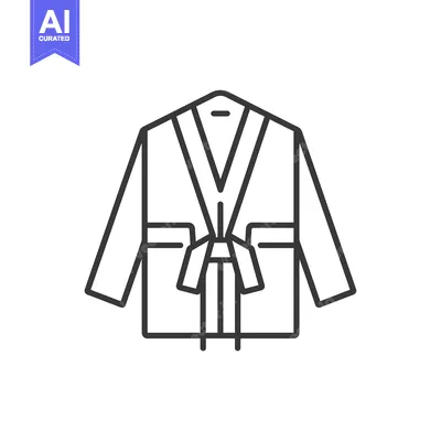 Popular premium asset: Line art illustration of a long-sleeved kimono with a tied belt