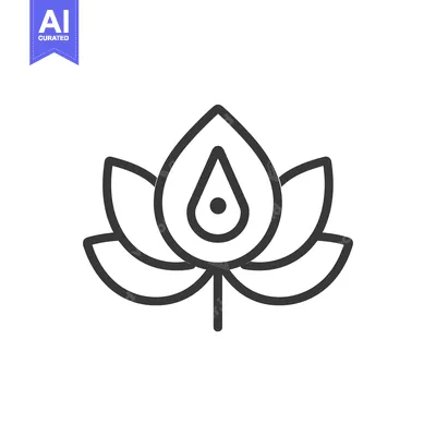 Popular premium asset: Line art illustration of a lotus flower with a drop of water in its ce