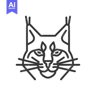 Premium design asset: Line Art Illustration of a Lynx's Face