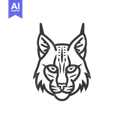 Aset desain premium: Line Art Illustration of a Lynx's Face
