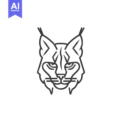 Aset premium populer: Line Art Illustration of a Lynx's Face