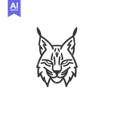 Aset desain premium: Line art illustration of a lynx's face