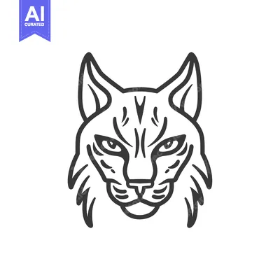 Premium design asset: Line Art Illustration of a Lynx's Head
