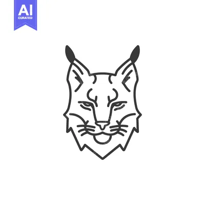 Premium design asset: Line Art Illustration of a Lynx's Head