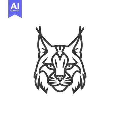 Aset desain premium: Line Art Illustration of a Lynx's Head